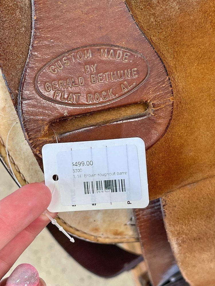 14” Brown roughout barrel saddle, Gerald Bethune