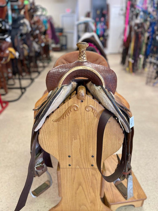 14” Brown roughout barrel saddle, Gerald Bethune