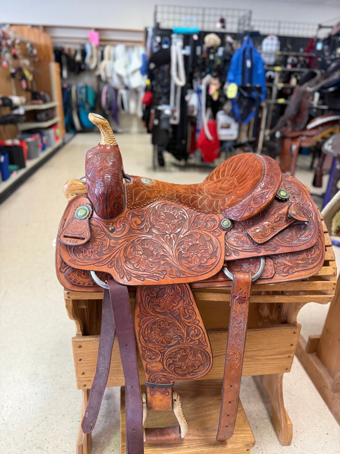 1. 16” 7”/QHB Med oil tooled Cutting type saddle, Billy Cook