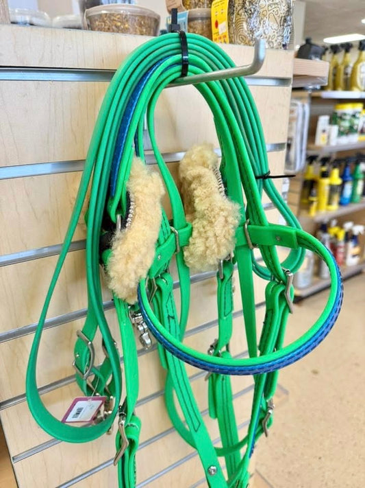 61. Neon Green Biothane Reins/BC/ Bridle Set