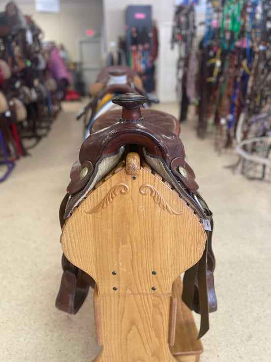 15” western trail saddle with silver, serial number 1426 stamped on back