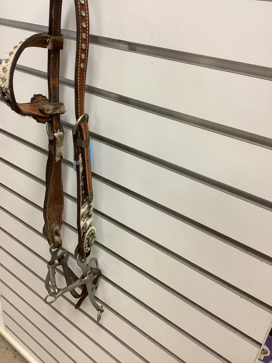 6. Cowhide and crystal one ear headstall w/ shank bit