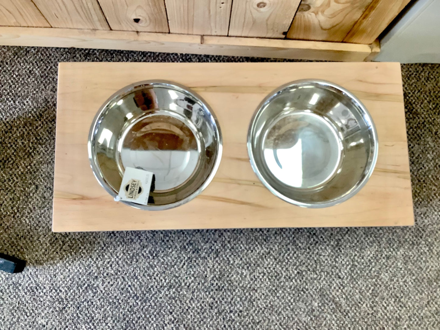 3. Medium raised double dog bowl stand, Ambrosia maple