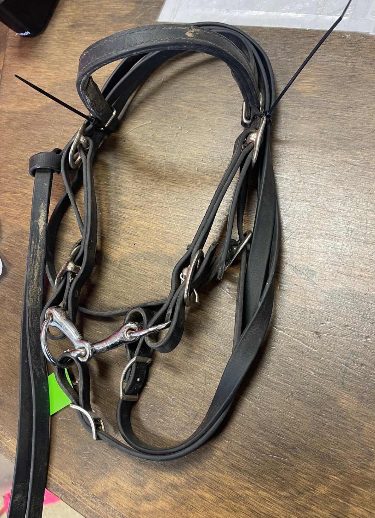 3. Mini Sz Black Biothane western bridle/reins/snaffle bit set