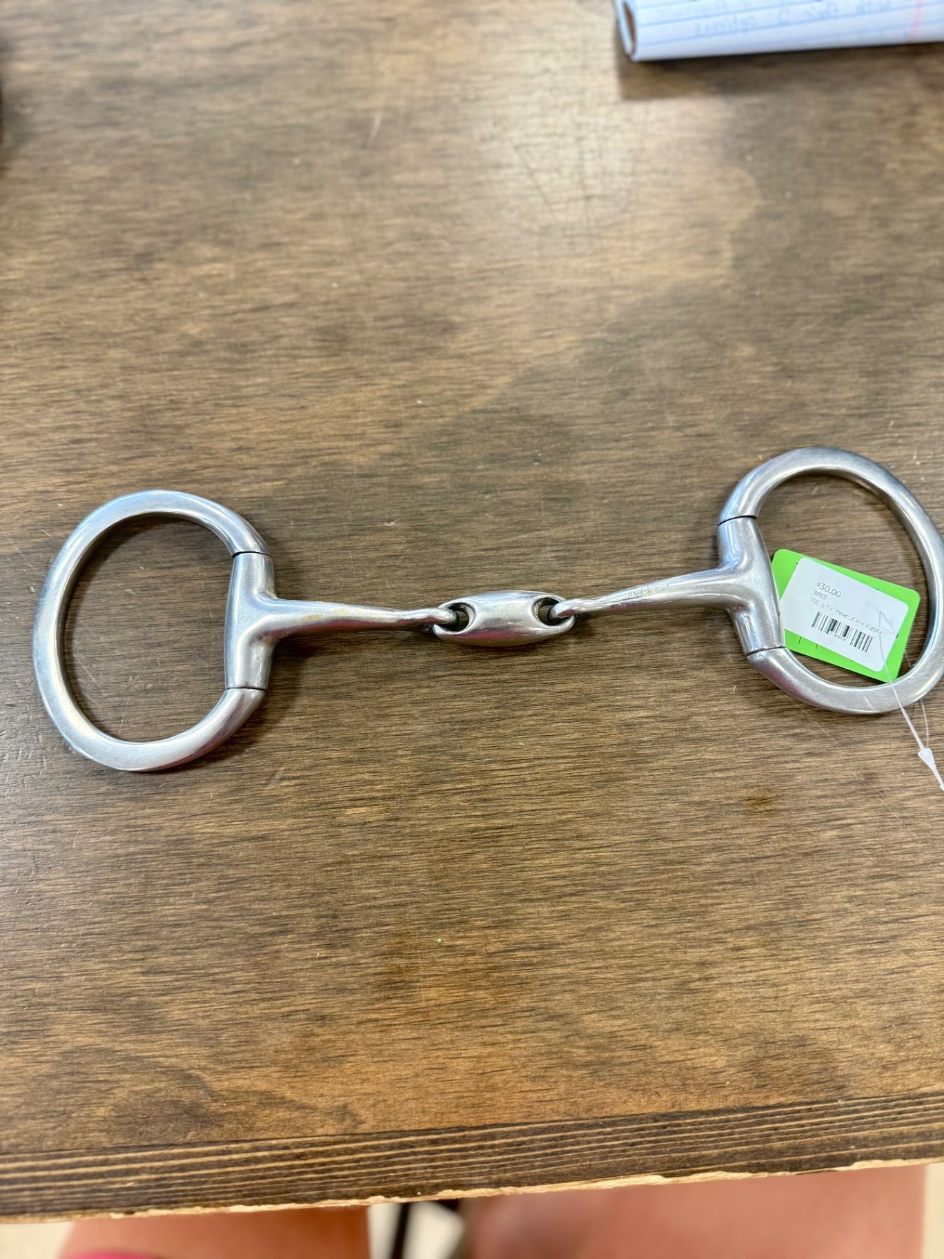 5 ¾” 3 piece Peanut link Eggbutt snaffle bit, Large horse