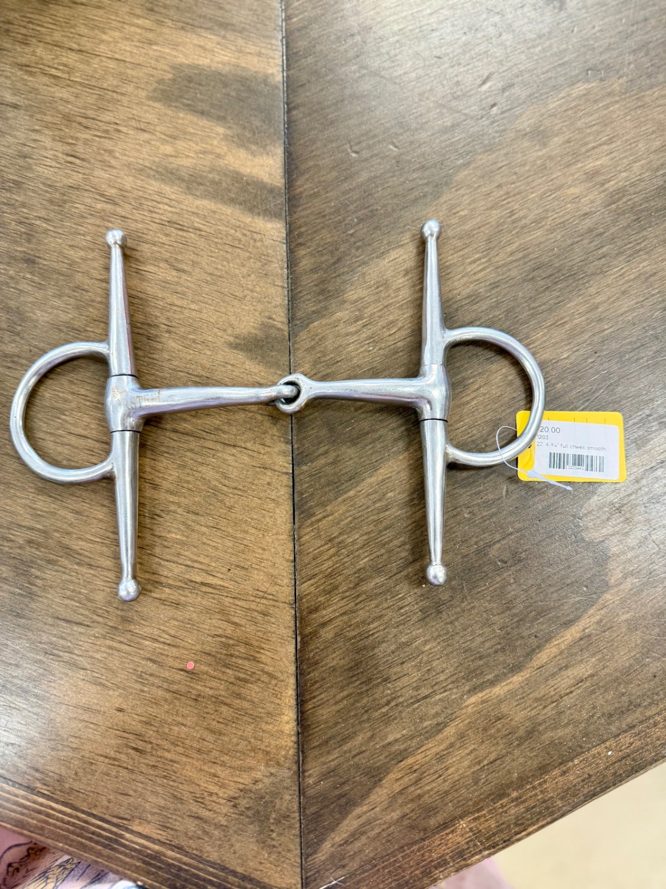 22. 4 ¾” full cheek smooth single break snaffle