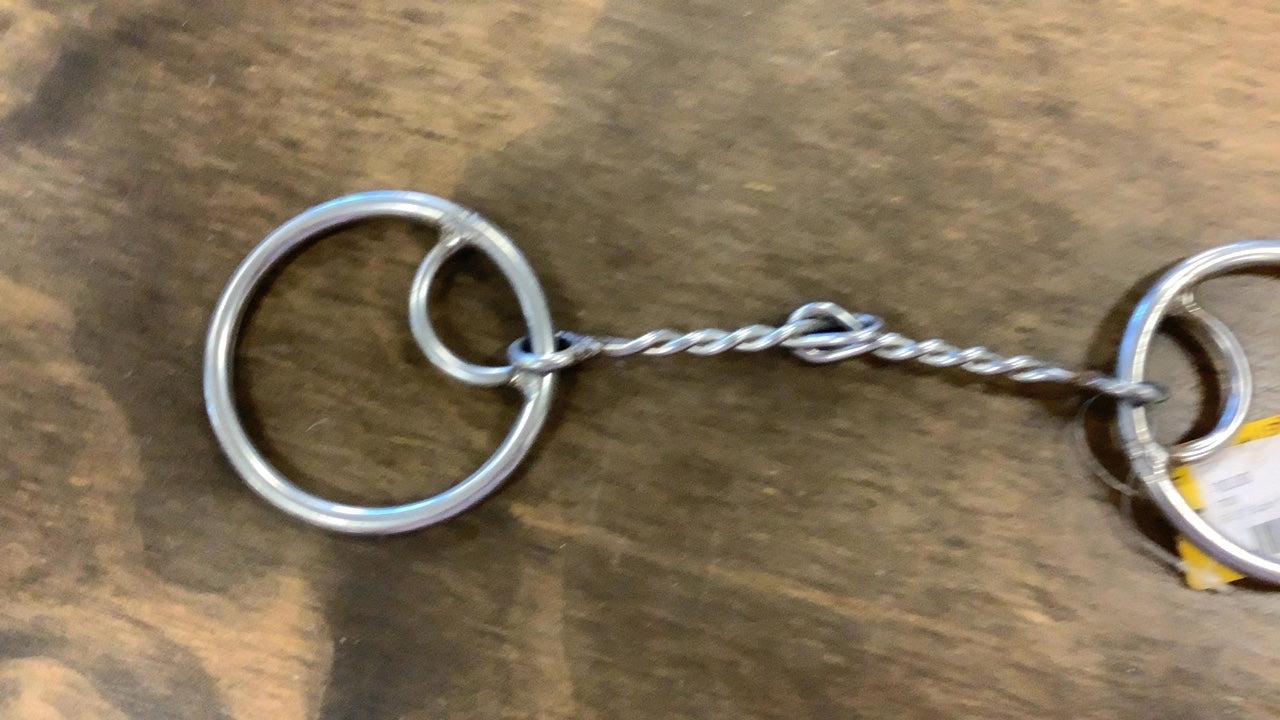 78. 5” Super thin twisted wire snaffle bit with inner gag rings