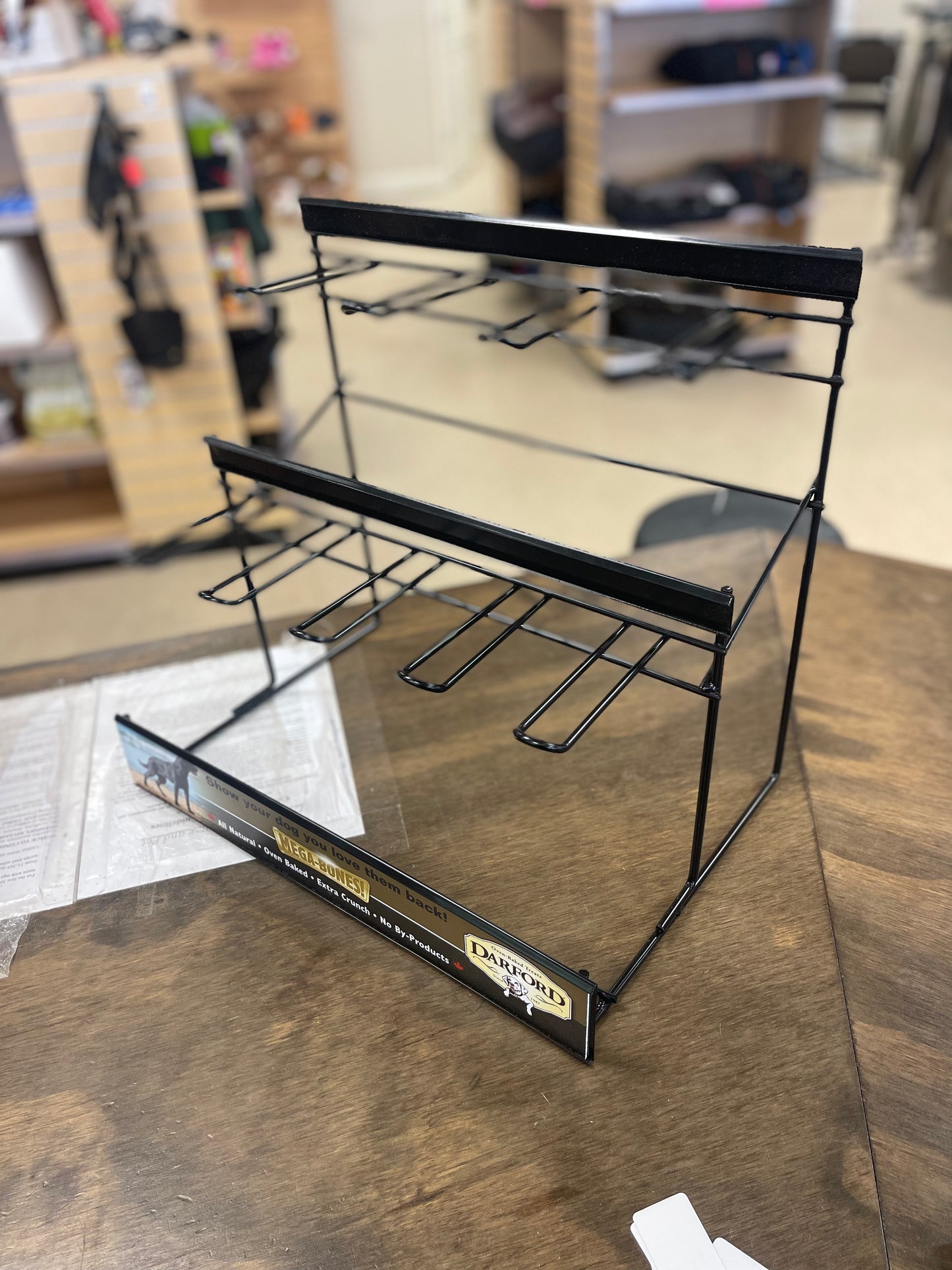 2 tier hanging freestanding counter rack with removable signage