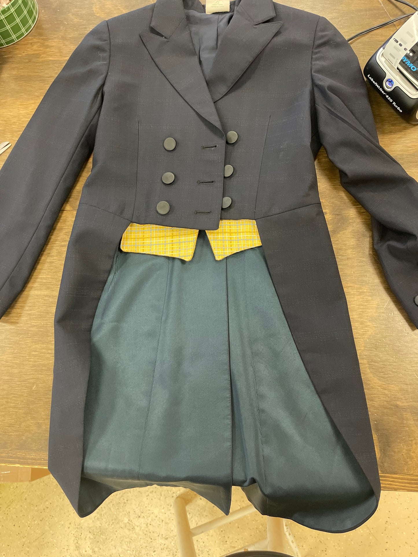 Kids 10? Navy pinstriped Shad Belly show jacket with tails and shortened sleeves, Grand Prix coats060