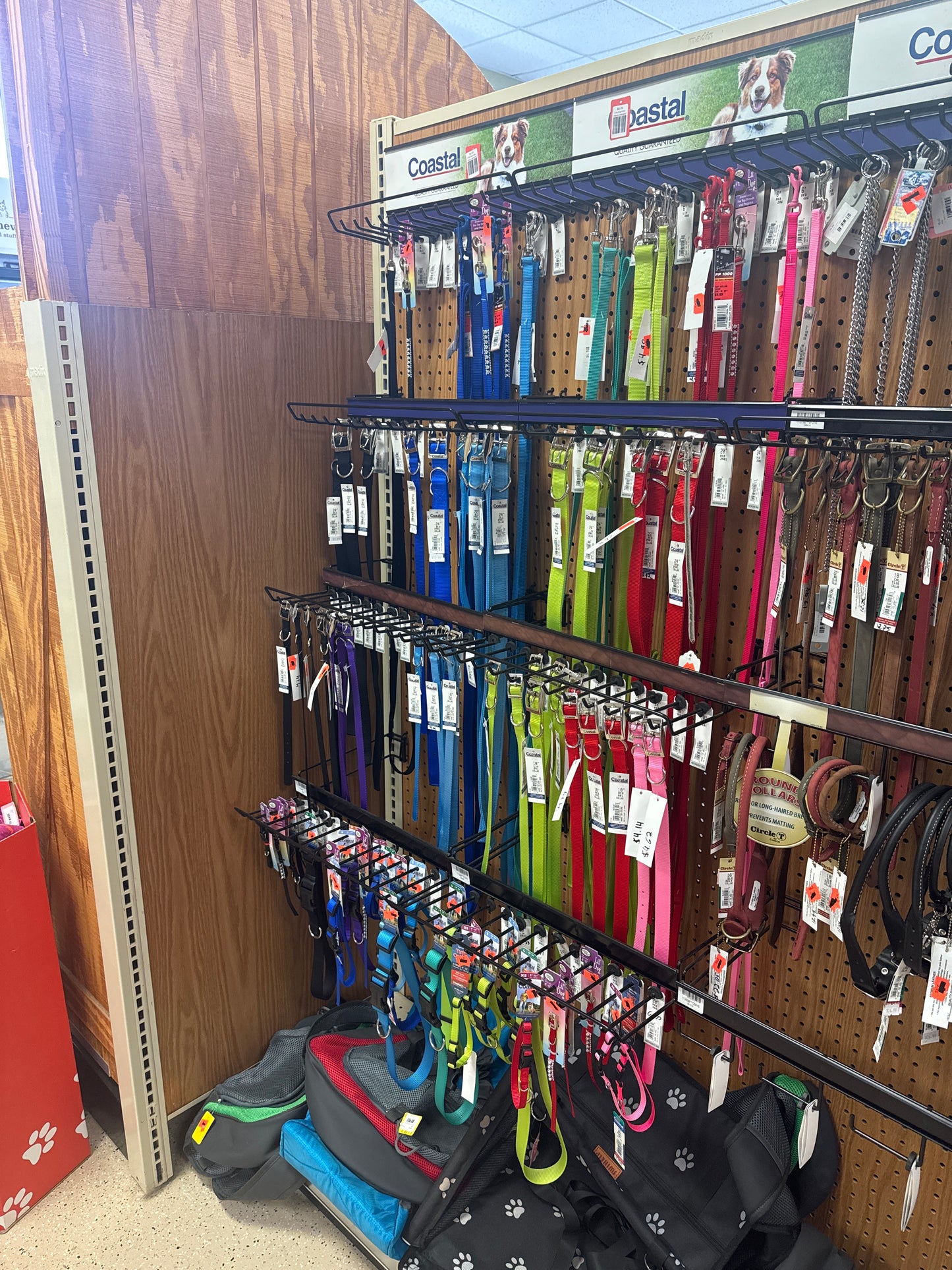4 tier Dog Collar display pegboard shelving