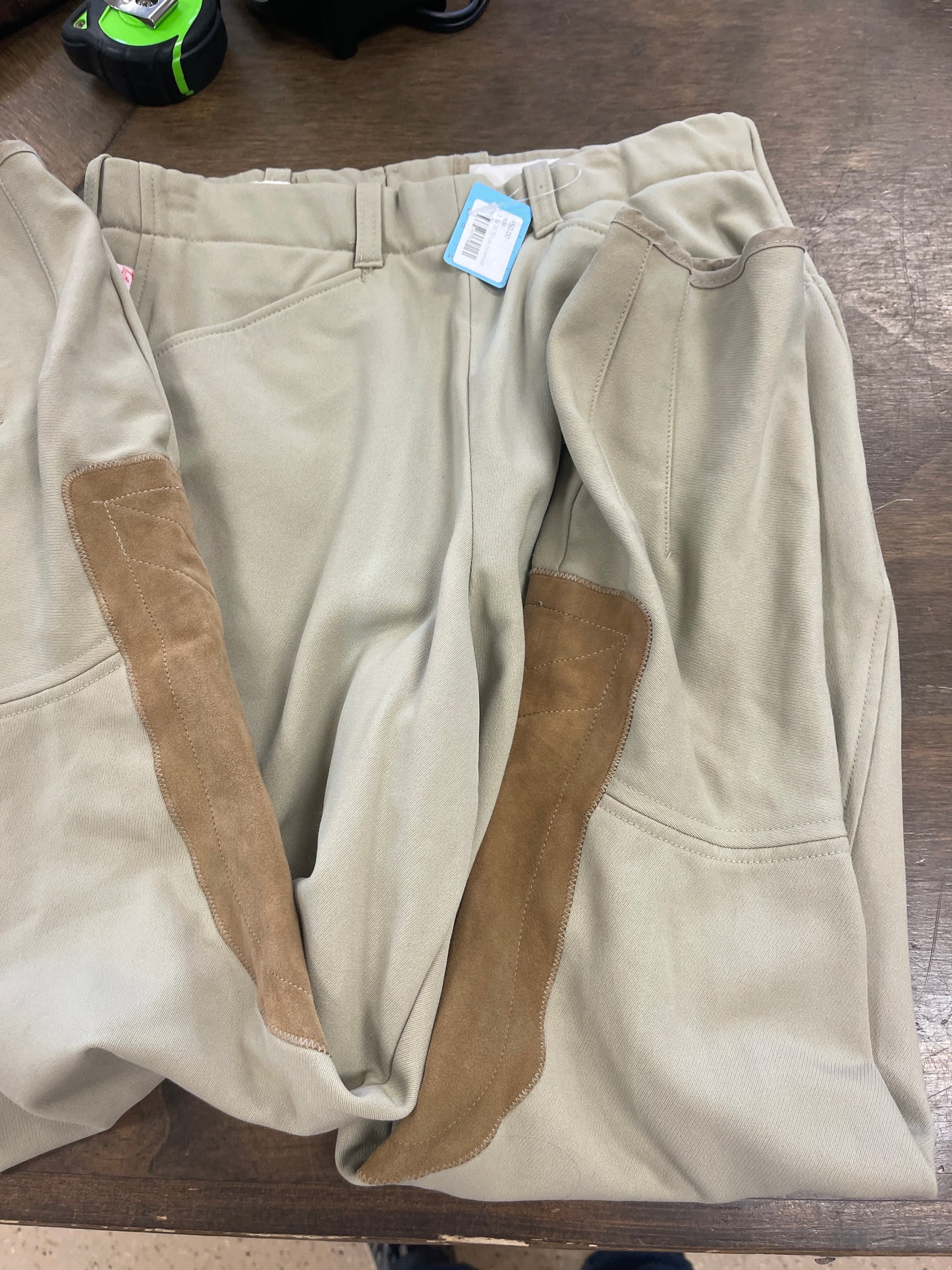 3. Lds 26 Tan Knee Patch Tailored Sportsmen side zip breeches, pants166