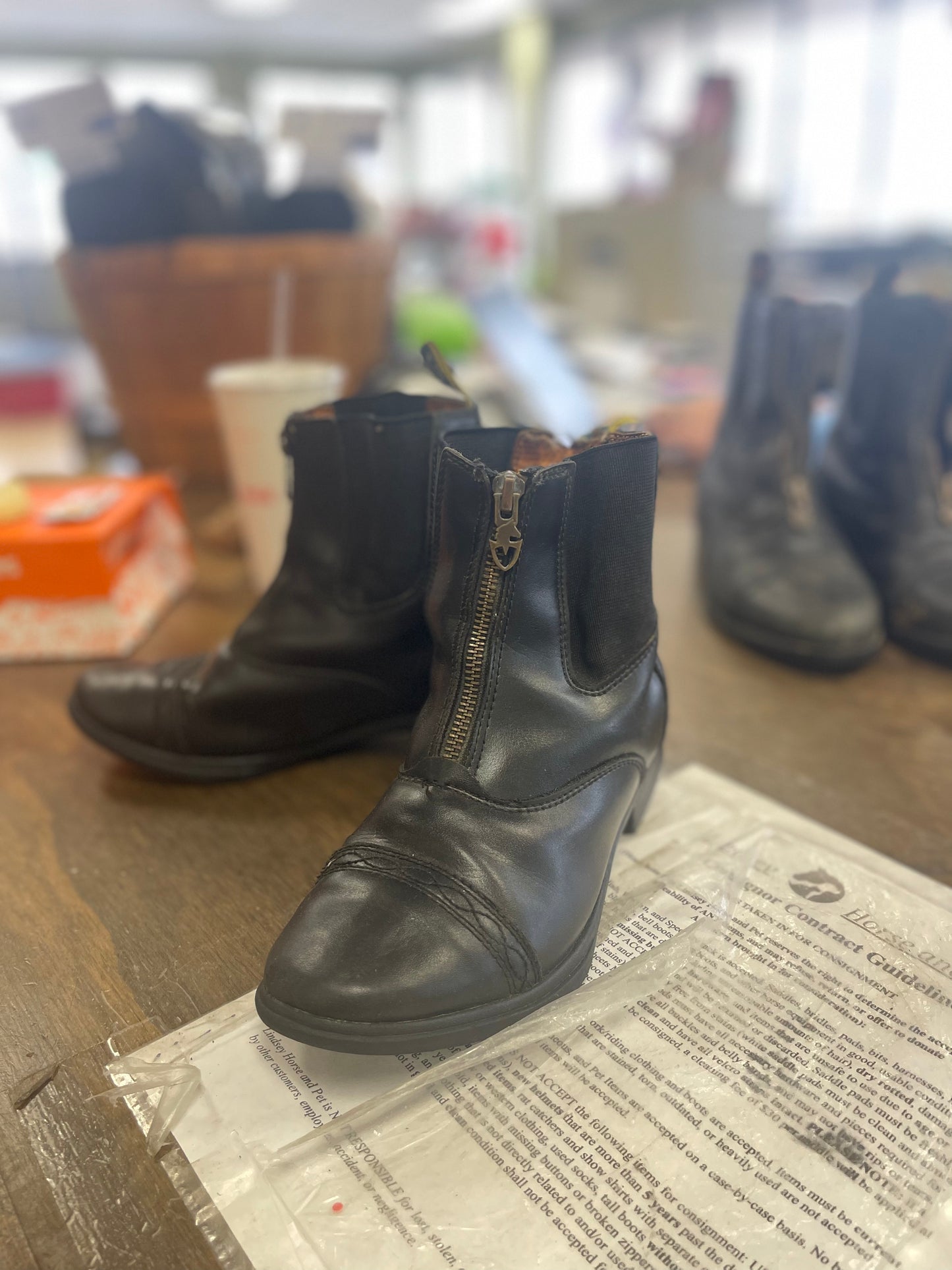 1. Size 4 black zip Moretta paddock boots, eboots02