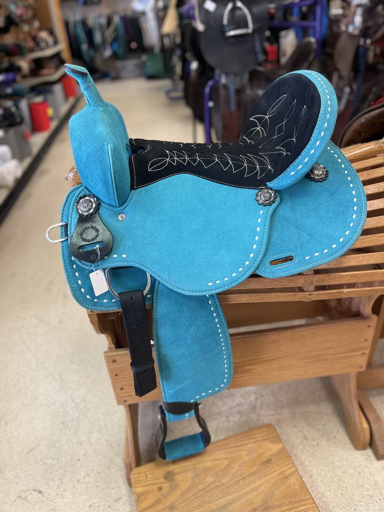 15" Turquoise Barrel Saddle, New