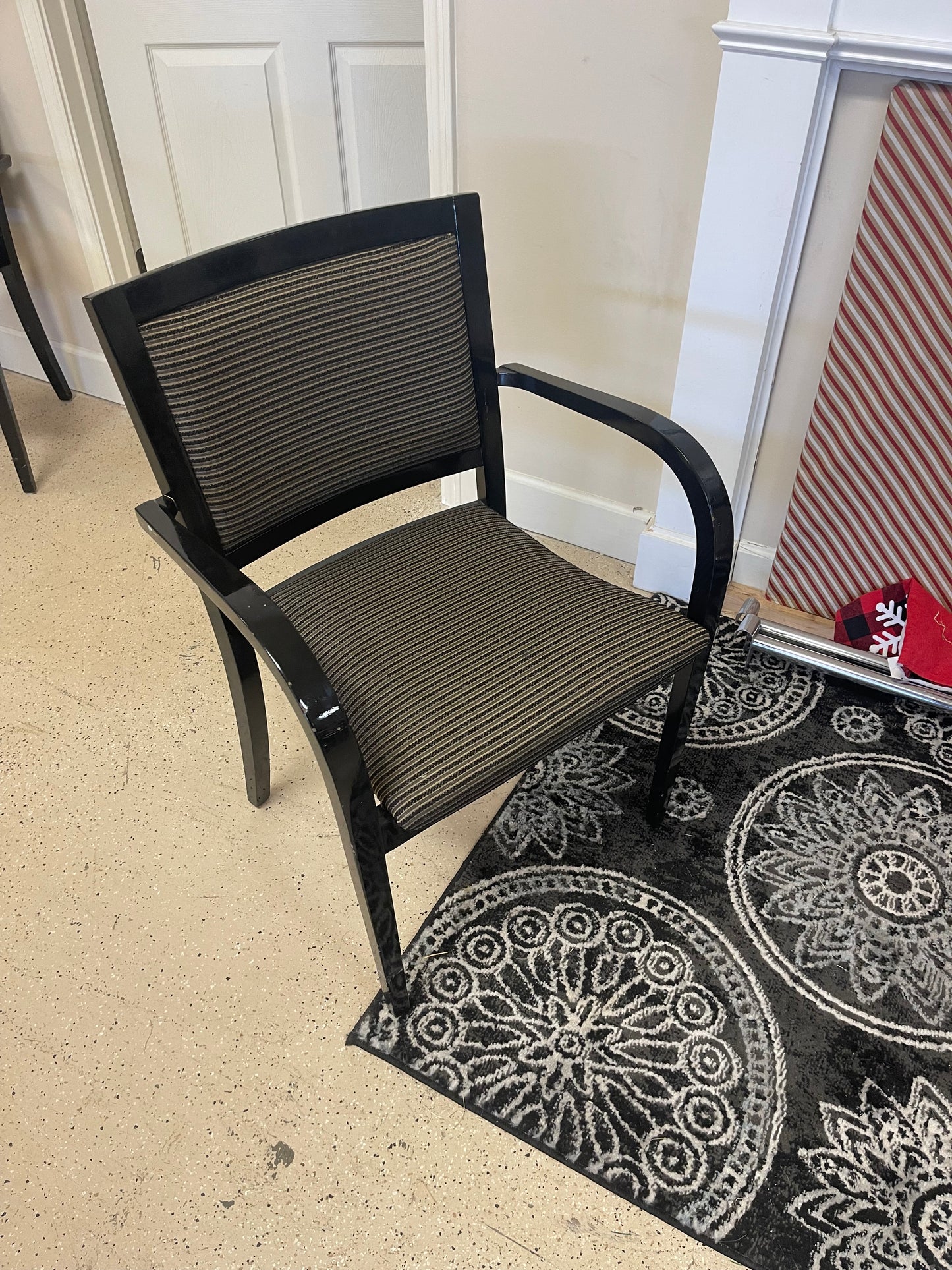 Black and brown striped chairs, 4 available