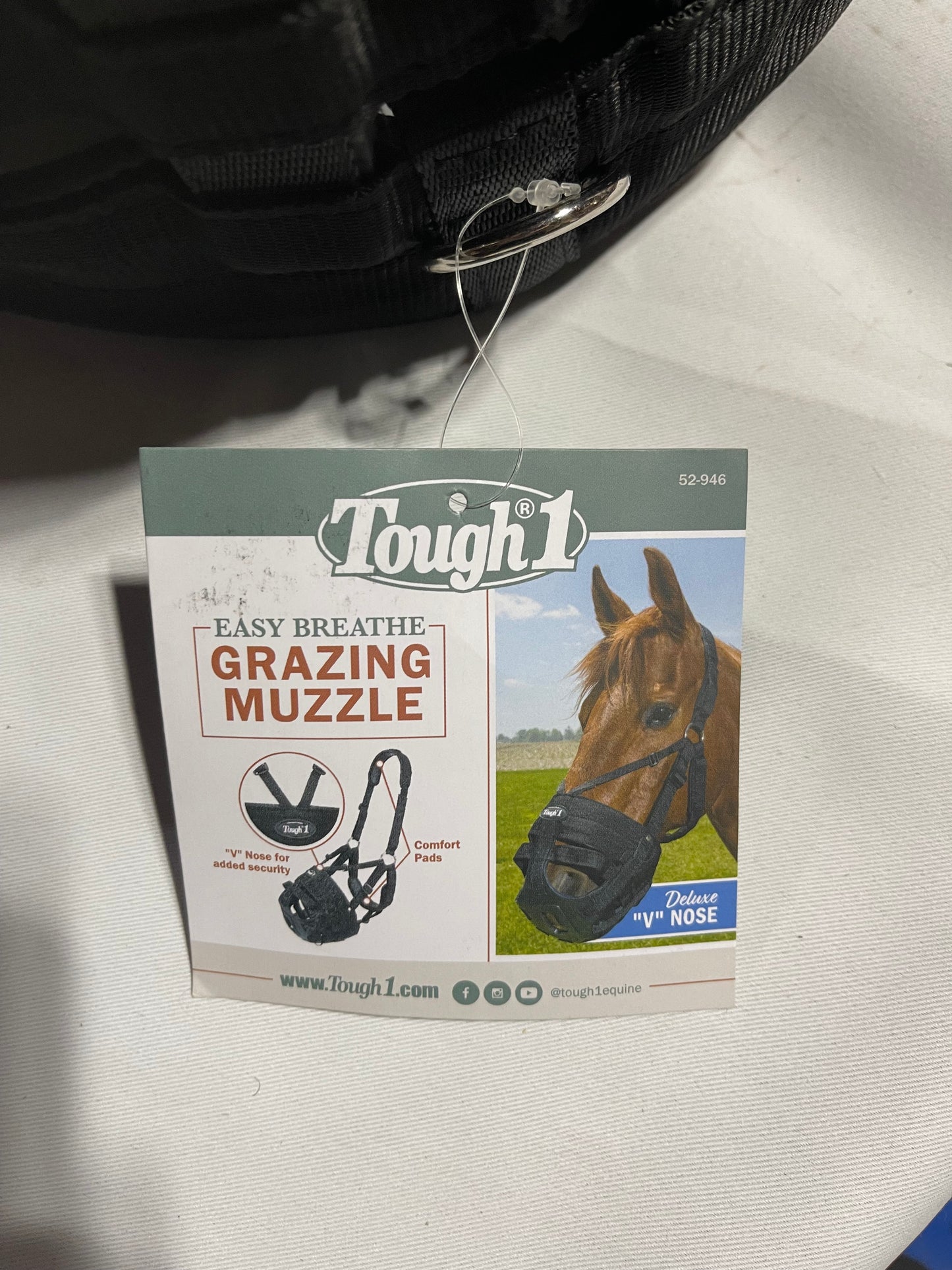 Horse Size black Tough 1 EZ breathe deluxe padded muzzle w/halter, New with tags