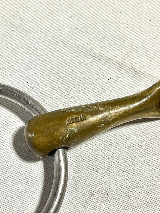 5.5" (L horse) loose O ring 3 piece peanut link Herm Sprenger snaffle, gold