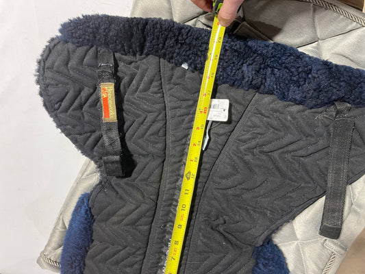 Large 18” Black/Navy sheepskin half pad, Fleeceworks