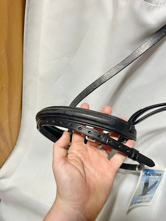 HK Americana Horse/Full Black padded Cavesson noseband with flash and regular roller