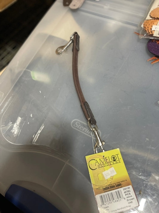 Brown Grippy English Grab strap (crap strap) with snaps, Camelot, tackw034