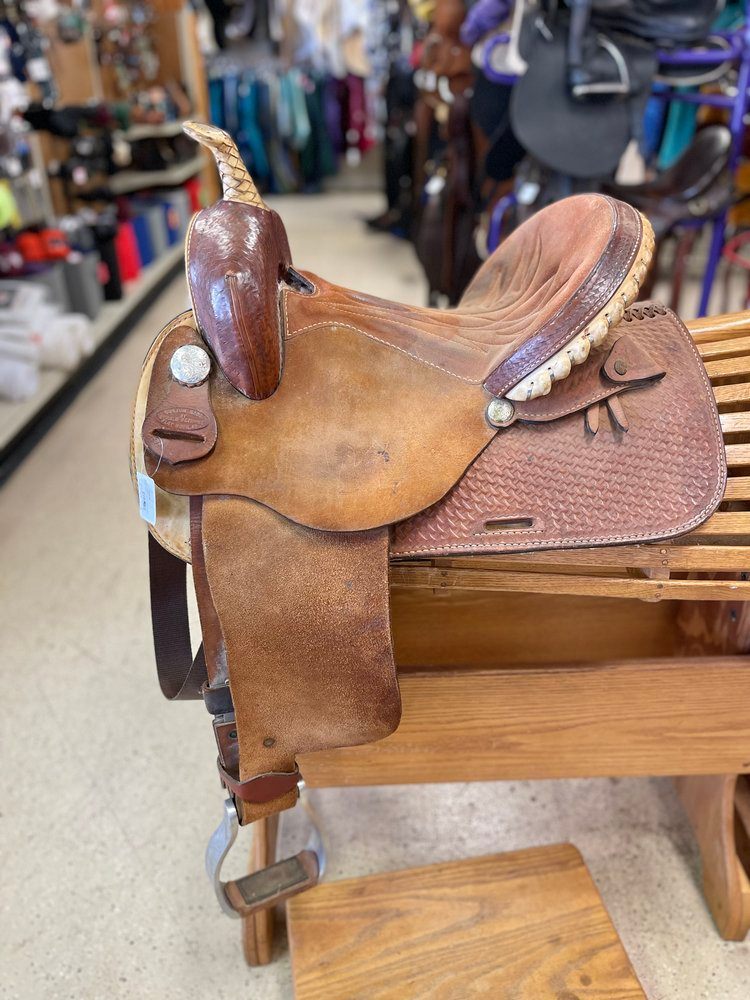 14” Brown roughout barrel saddle, Gerald Bethune