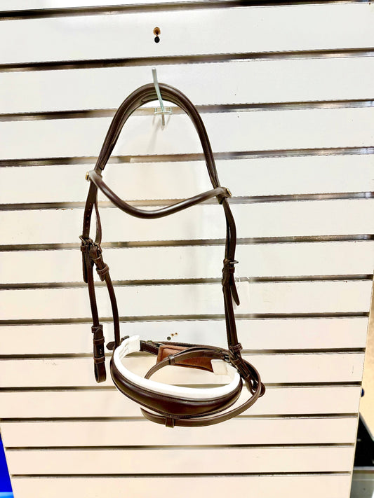 12. Sz 3/Full Brown/white Dressage Bridle, PS of Sweden