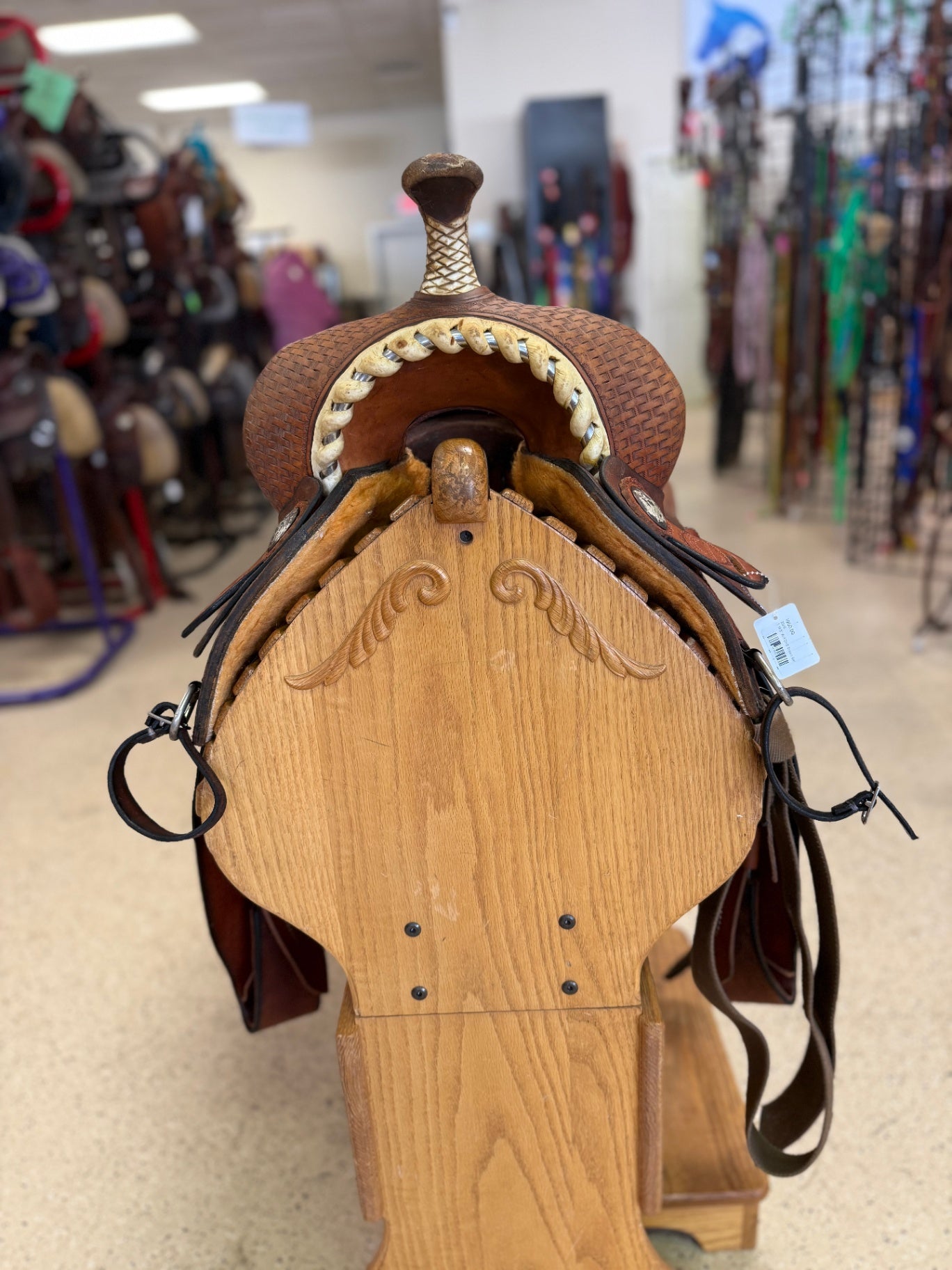 1. 14.5” W/FQHB Brown Barrel Saddle, Allen Ranch 1996 model