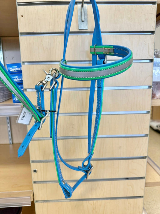 62. Blue/Gray Biothane Bridle/Bc Set