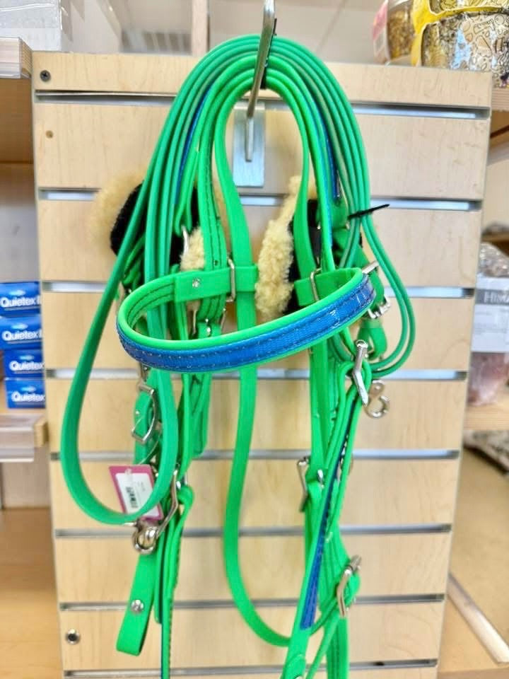61. Neon Green Biothane Reins/BC/ Bridle Set