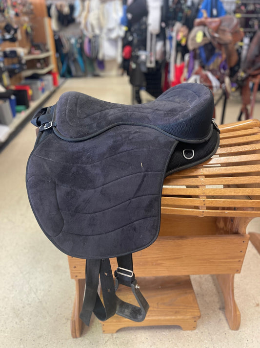 29. Large Black Bareback Saddle with Western rigging, Stateline Tack
