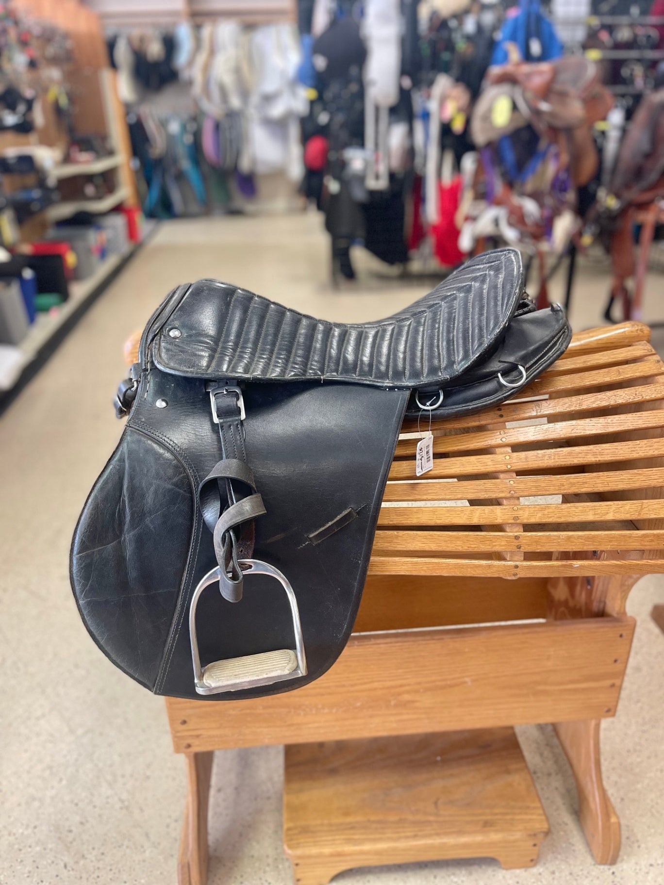64. 18” English style trail saddle w/leathers and irons
