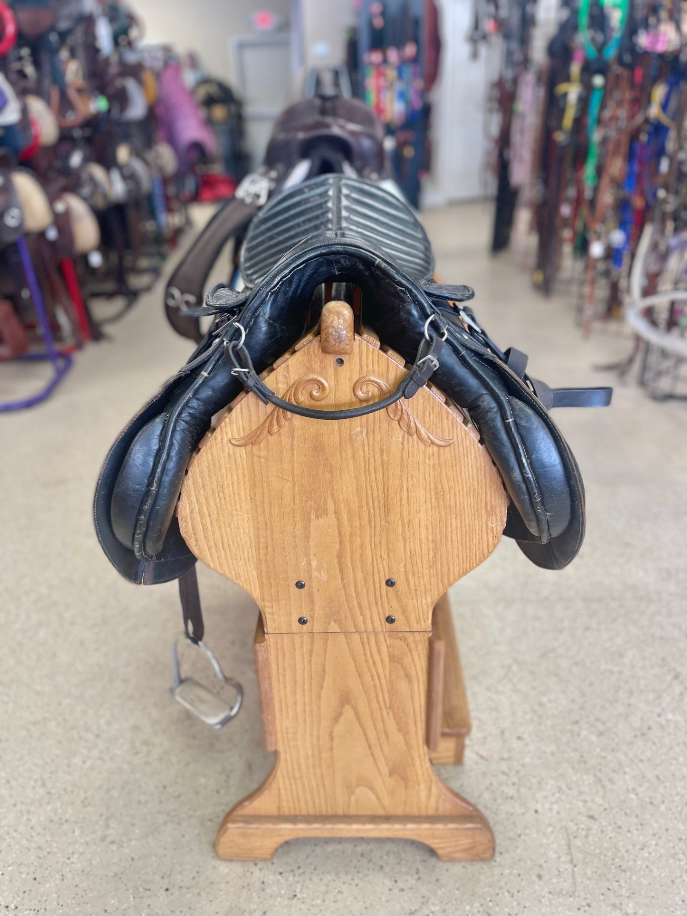 64. 18” English style trail saddle w/leathers and irons