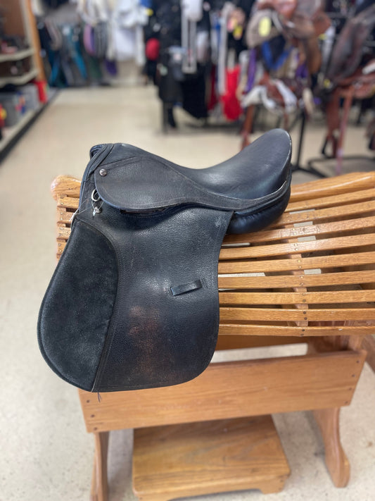 4. 15” Black AP Wide Tree English saddle, no brand