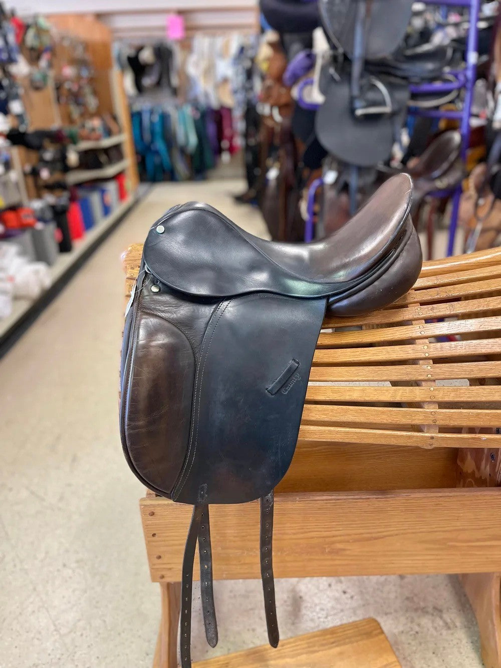 71. 16” brown No 4 fit (MW) county dressage saddle, short flap