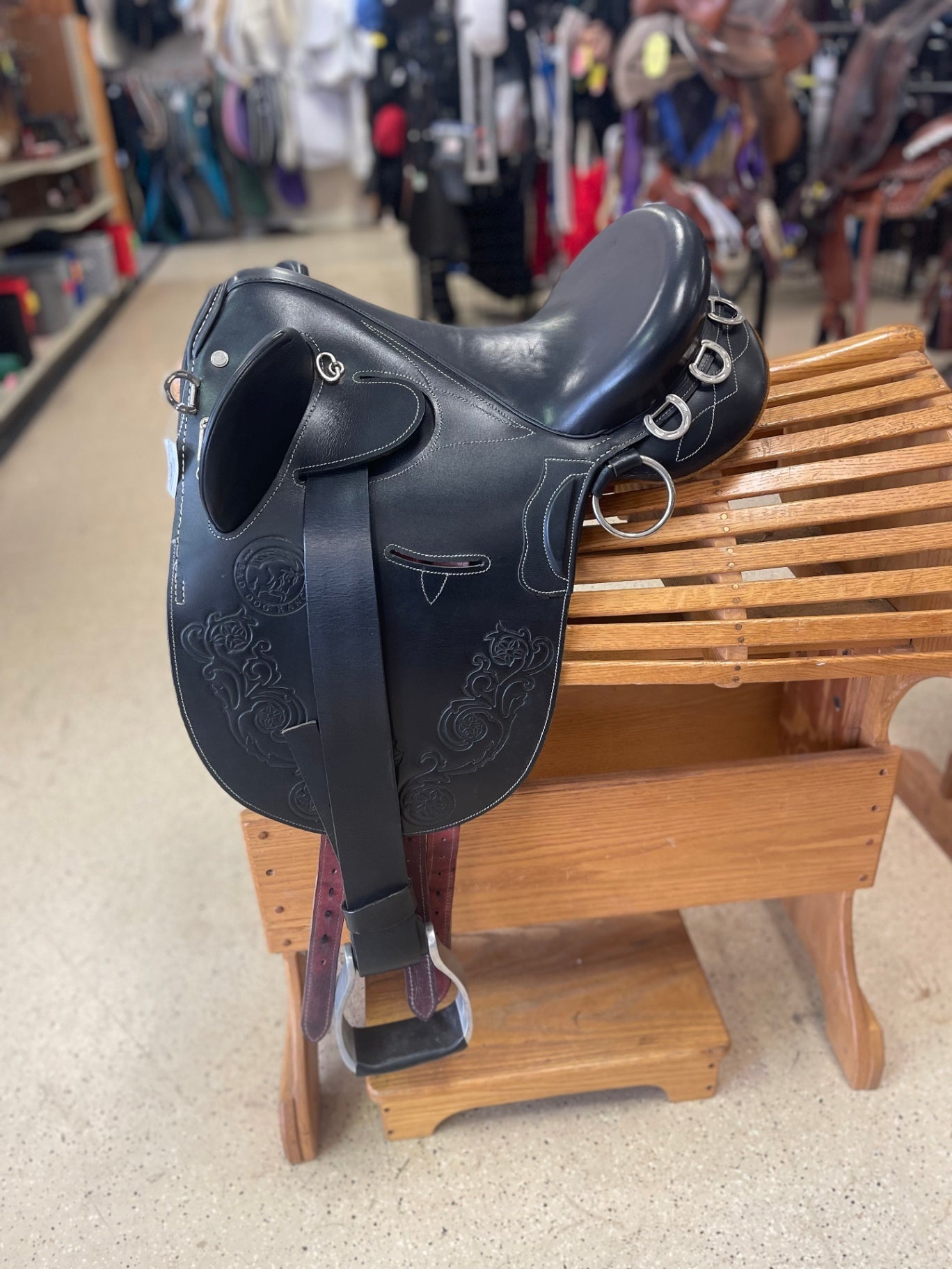 6. 15” Black Aussie Saddle W/ 2 Girths Bad Dog Ranch