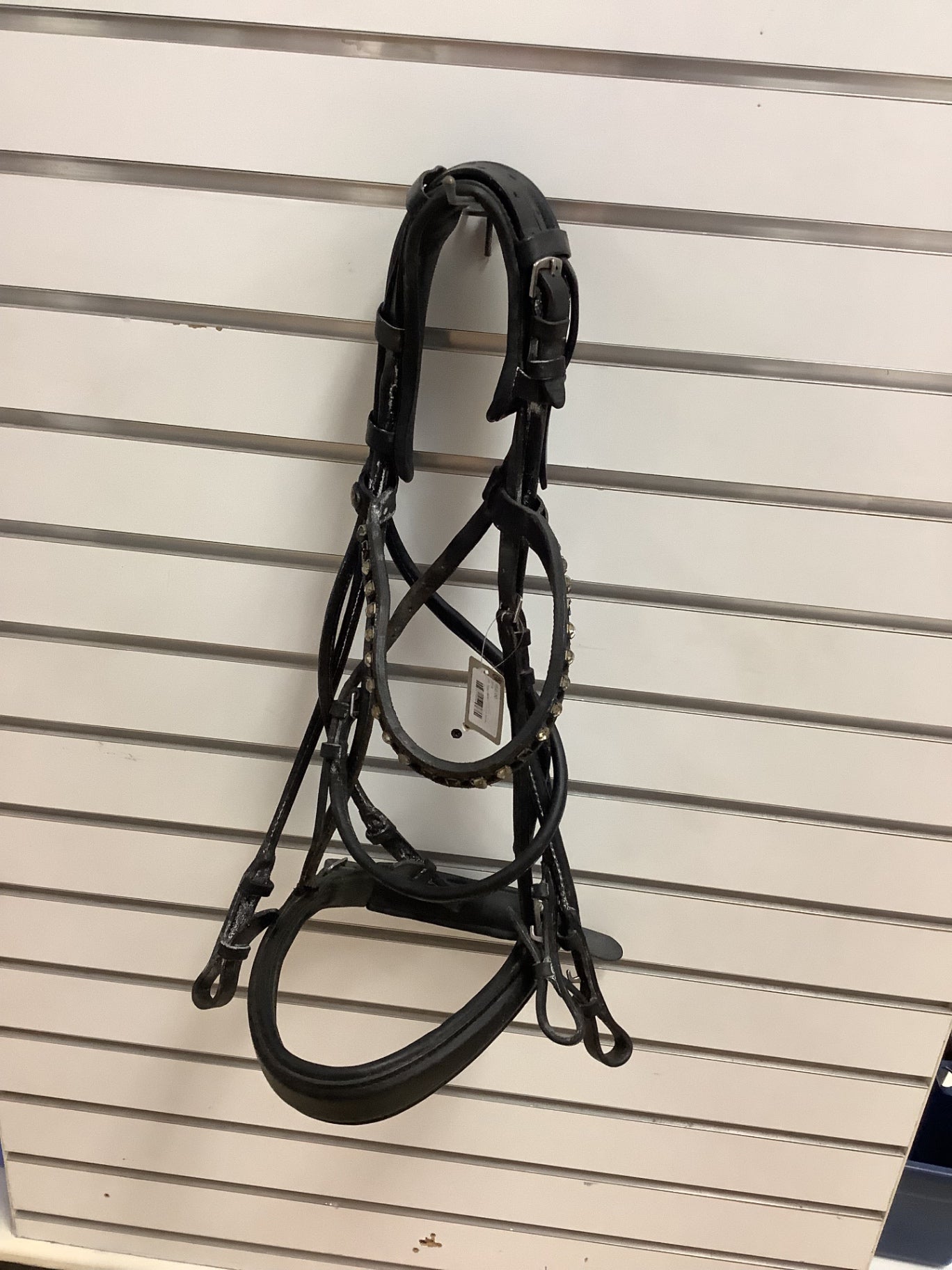36. Mac Rider double bridle, missing stones, caveson holding on by a thread