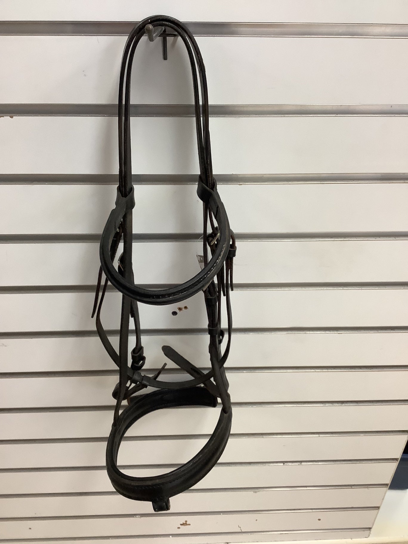 17. Horse Sz Padded dressage bridle, worn and missing flash ($400)