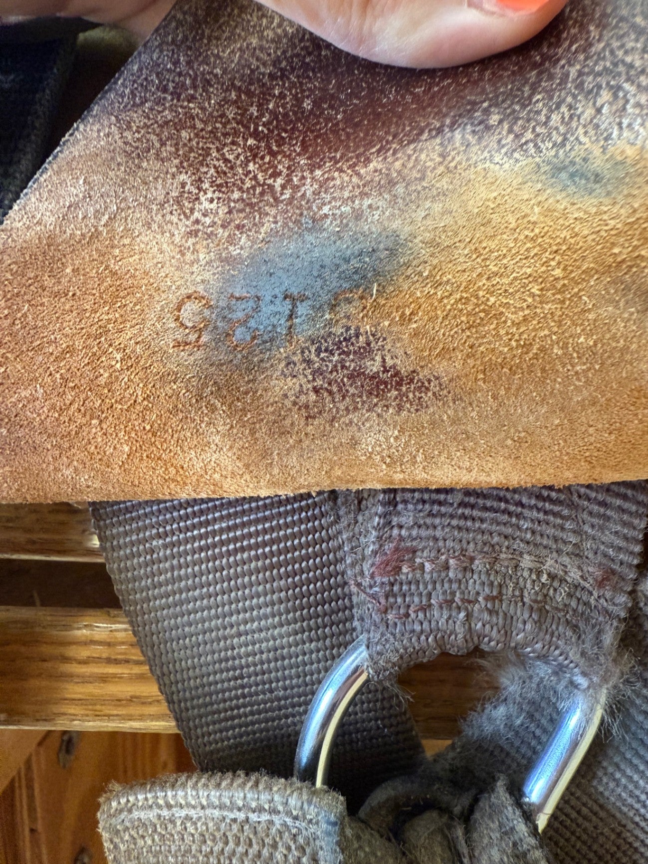 1.  14” Brown Bob Marshall treeless barrel sports saddle, 8" leg opening from seam of pommel to seam of cantle