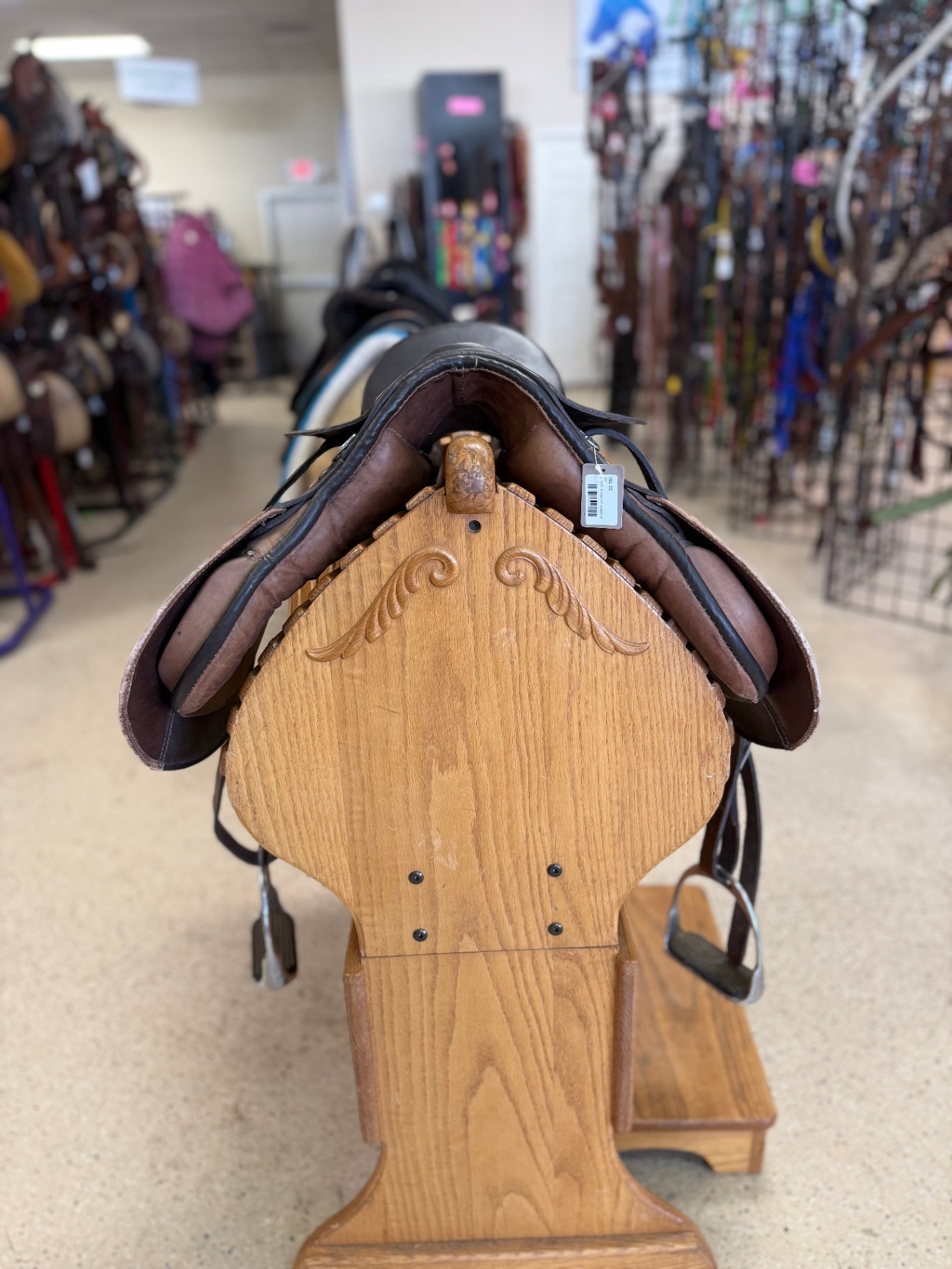 5. 14.5” W tree AP saddle w/stirrups, crunchy knee rolls
