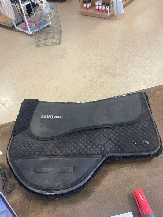 95. 27" Black Fleece Lined western pad, thinline Shimmable,