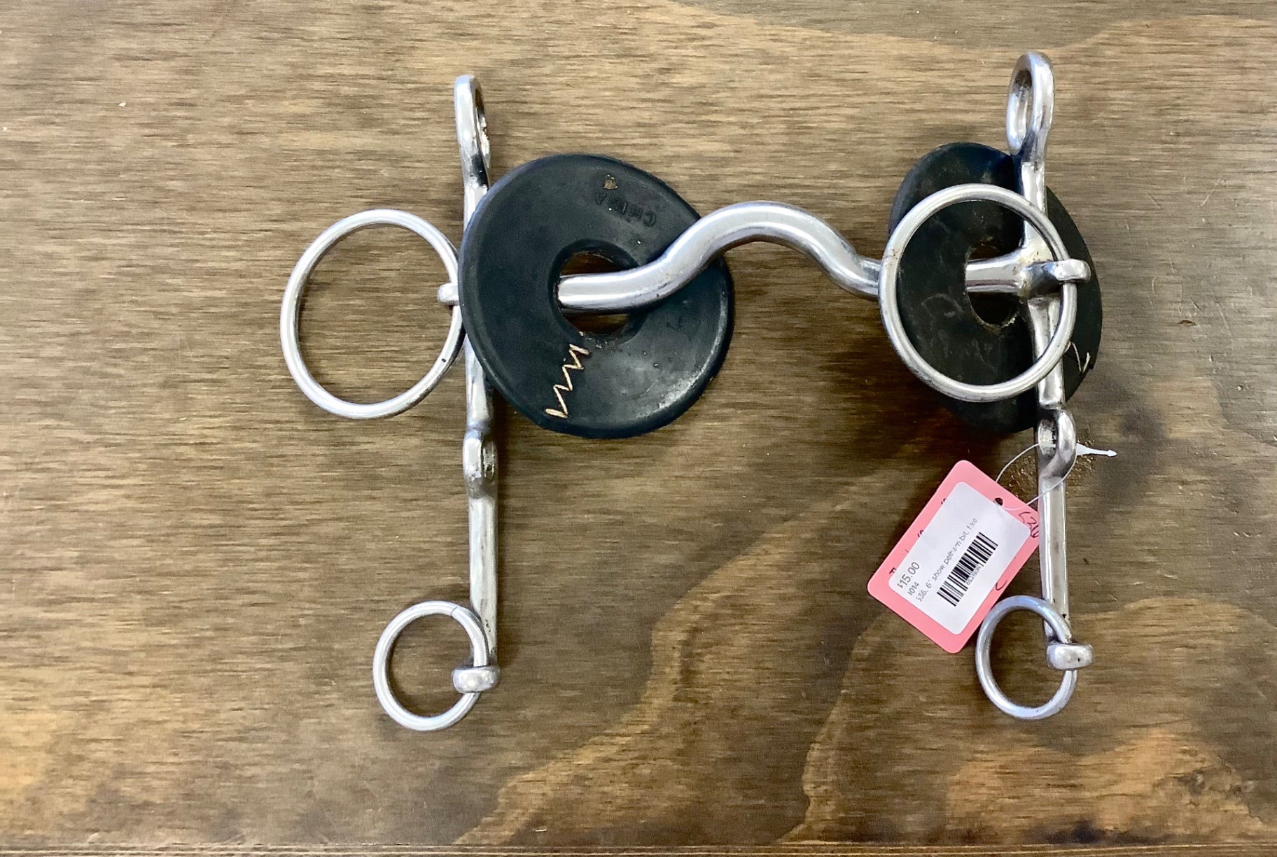 536. 6” show pelham bit, fixed shanks w/port