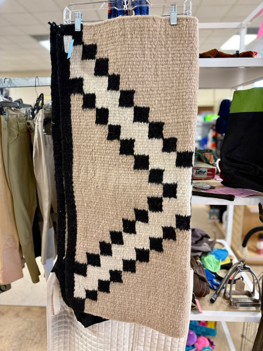 127. Tan/Black wool western Saddle blanket, Mayatex