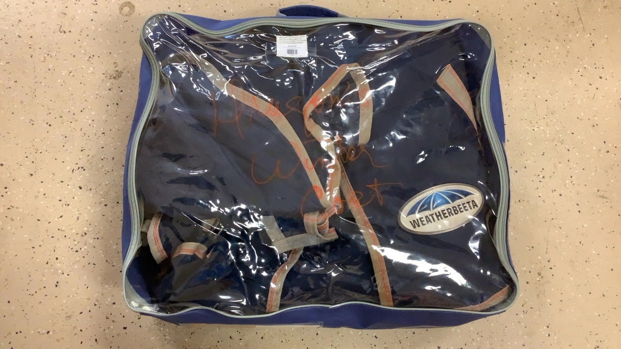 12. 78" Navy 360g Turnout Blanket w/hood-Weatherbeeta