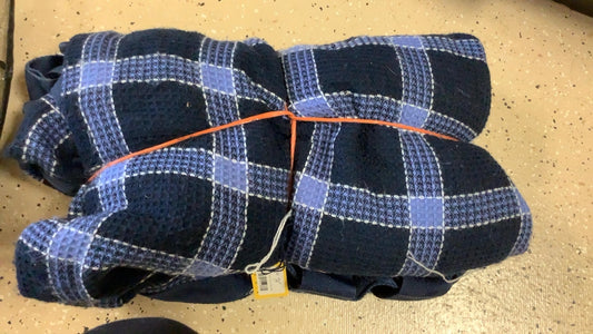 74” blue/navy plaid waffle cooler w/neck, duratech,