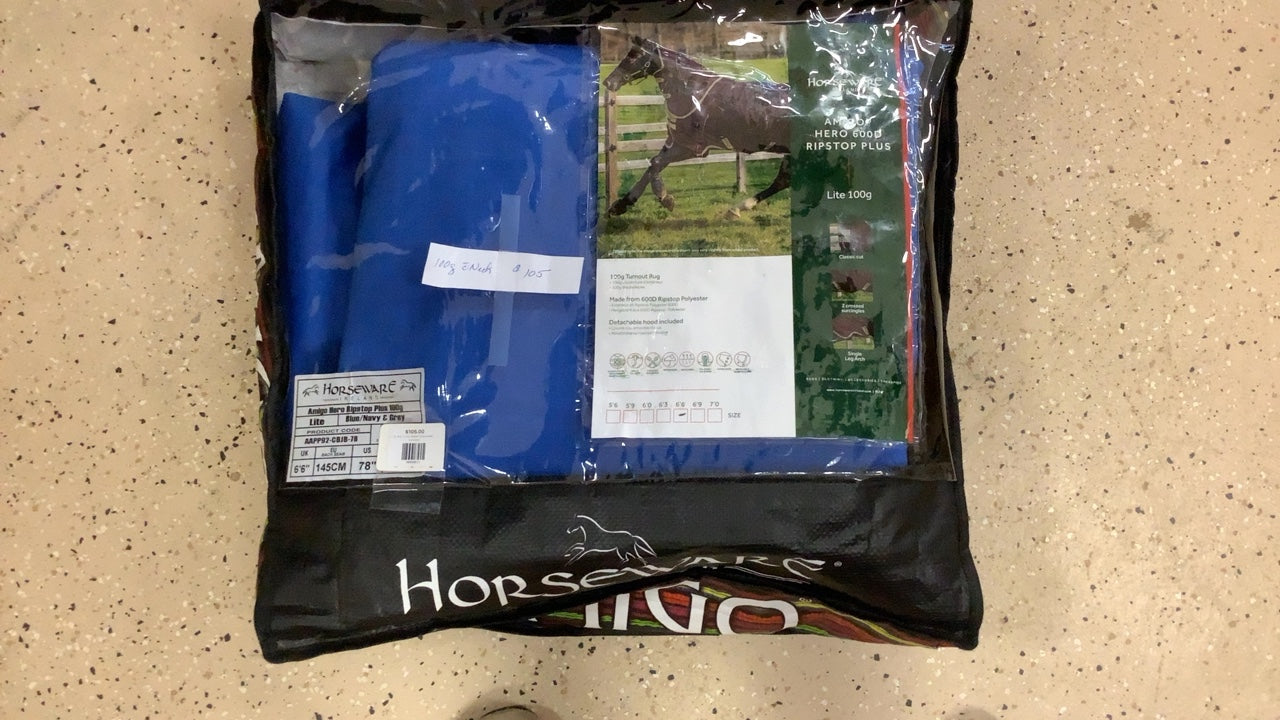 11. 78" Blue Turnout Blanket w/detachable neck, Horseware