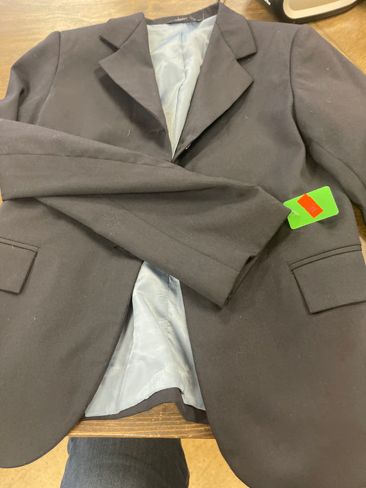 Kids 14 black show coat with slate blue liner, Devon Aire, coats047