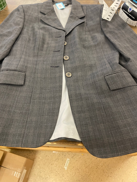 Lds 12R grey pinstripe show coat with silver lining, Grand Prix  coats081