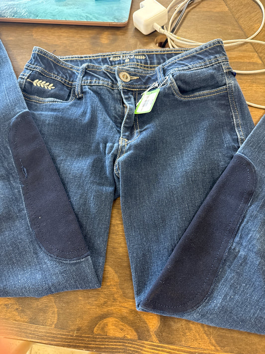 Lds 26 Black jean KP breeches w/horseshoe detail on back, Irideon, pants122