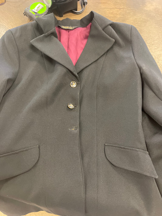 Kids 10 Black show coat w/burgundy liner, Foxwood coats030