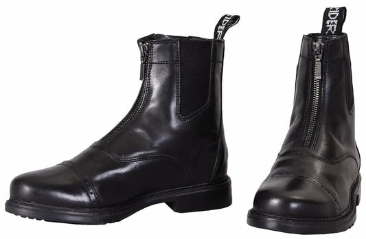 Kids Leather "Baroque" Zip Paddock Boots, Tuffrider