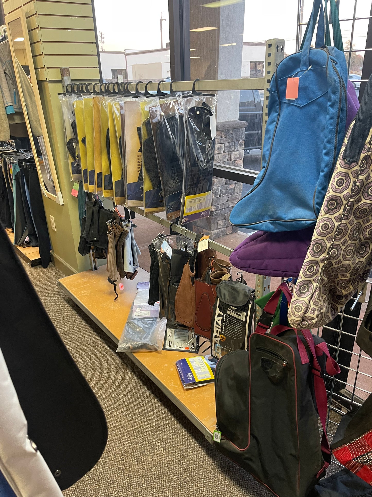 8' 2 tier straight metal rolling clothing rack (half chaps and kids clothing)